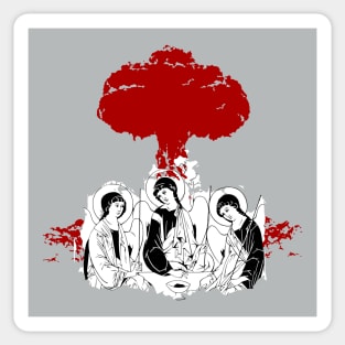 A quiet meal amid catastrophe. Sticker